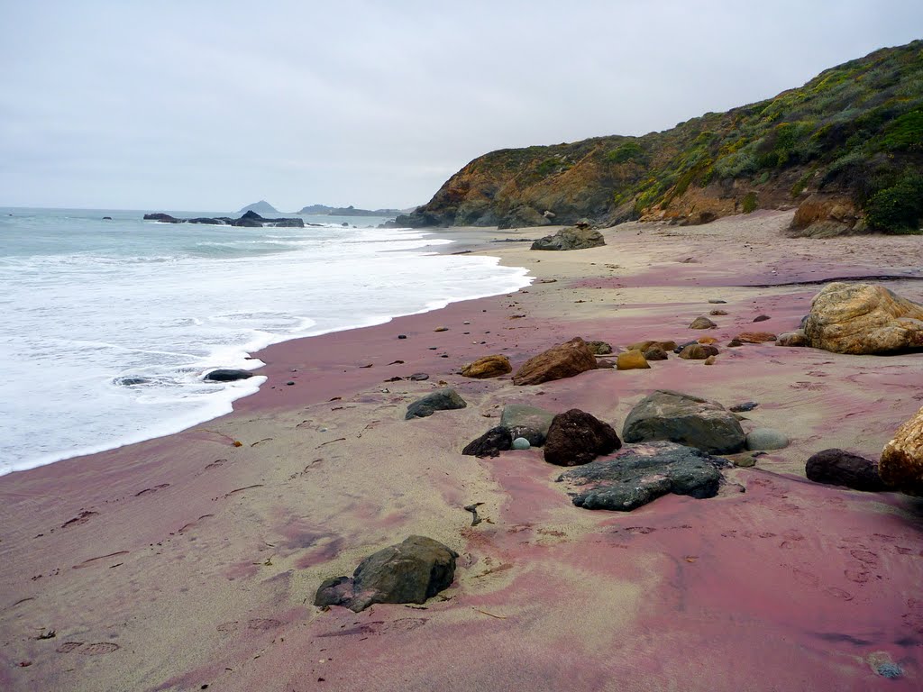 purple-beach-colored sand beach