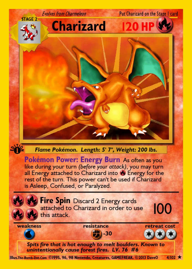 Charizard First Edition - rare pokemon cards